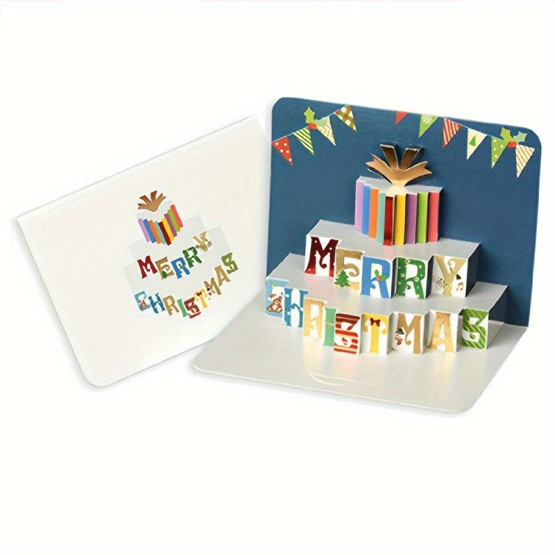 4pcs 3D Christmas Greeting Card for Friends Classmates