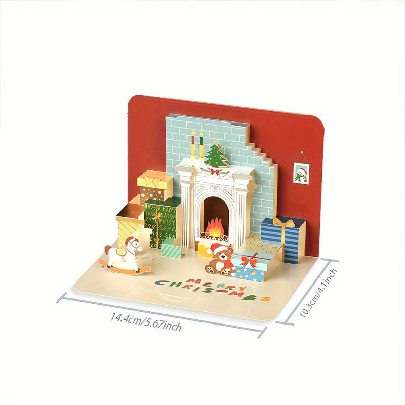 4pcs 3D Christmas Greeting Card for Friends Classmates