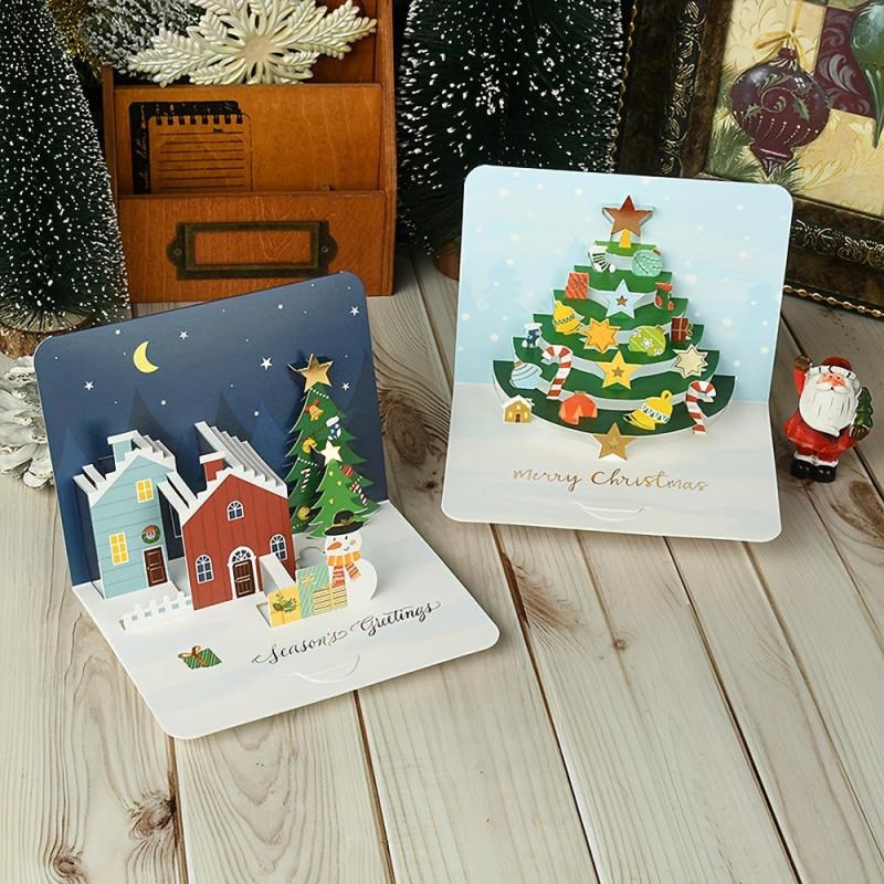 4pcs 3D Christmas Greeting Card for Friends Classmates