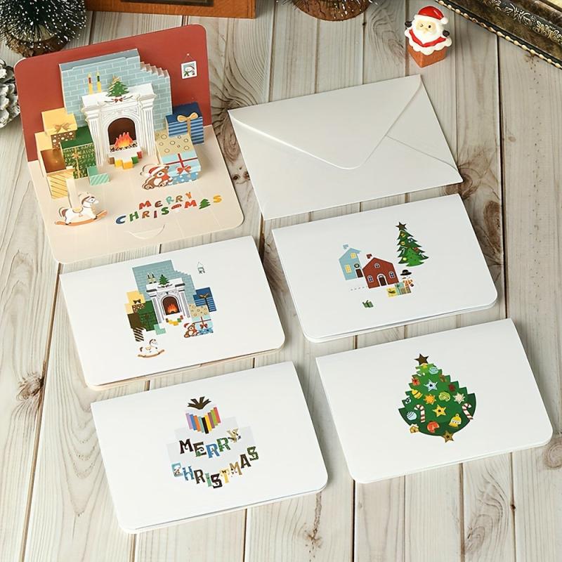 4pcs 3D Christmas Greeting Card for Friends Classmates