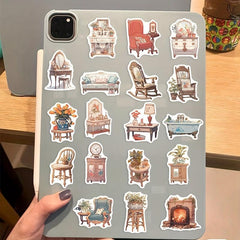 50 Pcs Vintage Boho Furniture Stickers Waterproof Vinyl Stickers