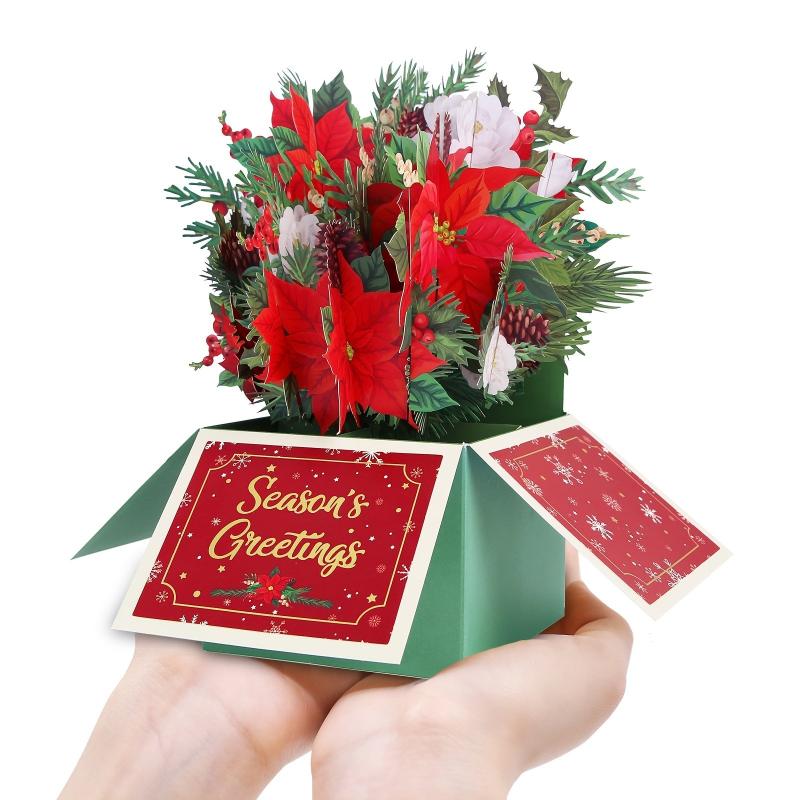 Christmas Poinsettia Pop Up Flower Box Card