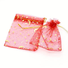 20pcs Hot Stamping Star Moon Drawstring Yarn Bag for Candy Jewelry Makeup