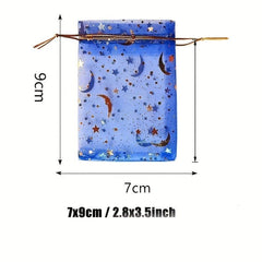 20pcs Hot Stamping Star Moon Drawstring Yarn Bag for Candy Jewelry Makeup