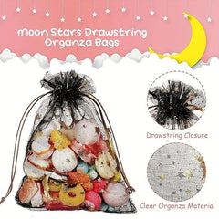 20pcs Hot Stamping Star Moon Drawstring Yarn Bag for Candy Jewelry Makeup