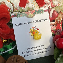 2pcs Merry Ducking Christmas Pocket Duck Hug Cheer Up Christmas Cards