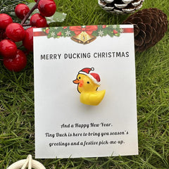 2pcs Merry Ducking Christmas Pocket Duck Hug Cheer Up Christmas Cards