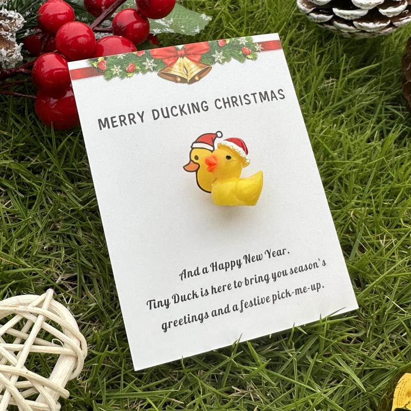 2pcs Merry Ducking Christmas Pocket Duck Hug Cheer Up Christmas Cards
