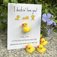 Ducking Love You Pocket Duck Hug Cheer Up Card with Mini Resin Duck