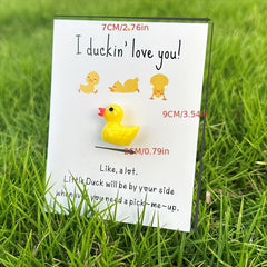 Ducking Love You Pocket Duck Hug Cheer Up Card with Mini Resin Duck