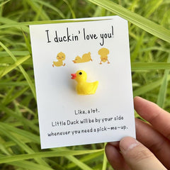 Ducking Love You Pocket Duck Hug Cheer Up Card with Mini Resin Duck