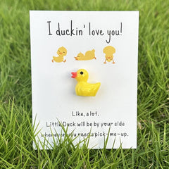 Ducking Love You Pocket Duck Hug Cheer Up Card with Mini Resin Duck