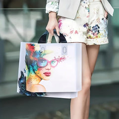 5pcs Makeup Women Pattern Plastic Tote Bags Mother's Gift Bags