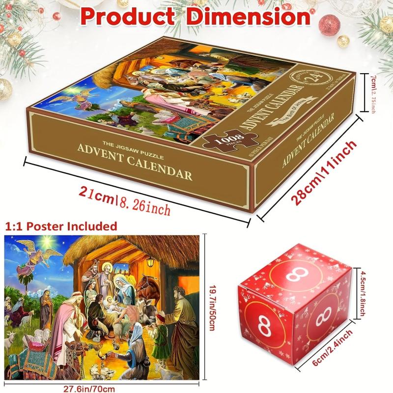 Advent Calendar Christmas Jigsaw Puzzles 1000 Pieces Xmas Countdown Gift
