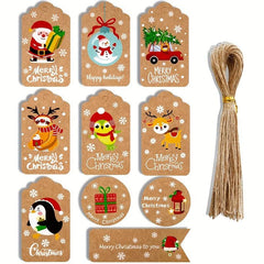 50pcs Christmas Gift Tags Holiday Name Tag Labels Write On To and From