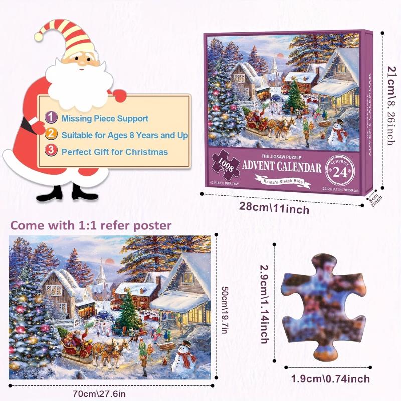 Advent Calendar Christmas Jigsaw Puzzle 1000 Pieces Gift
