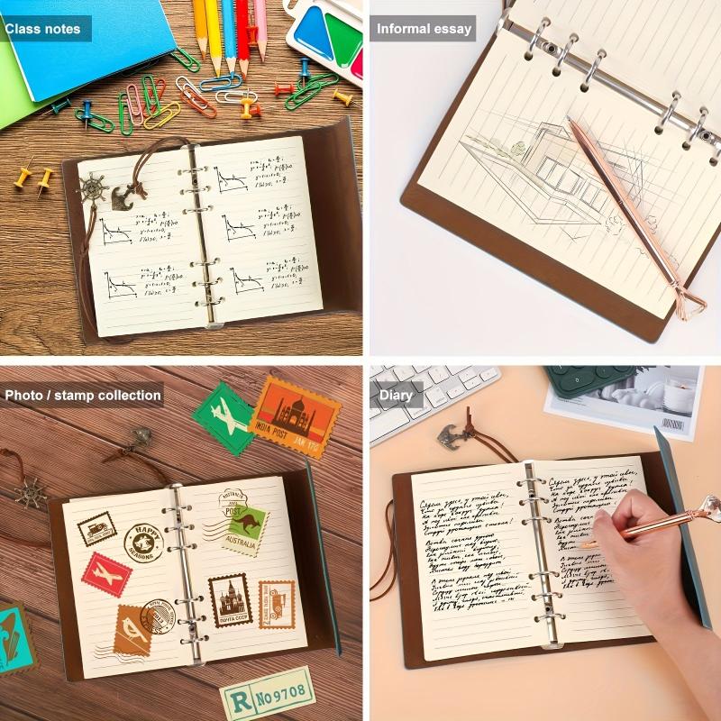 2pcs Leather Writing Books 80 Sheets Retro Spiral Foldable Notebook