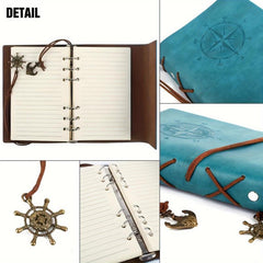 2pcs Leather Writing Books 80 Sheets Retro Spiral Foldable Notebook