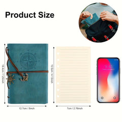 2pcs Leather Writing Books 80 Sheets Retro Spiral Foldable Notebook