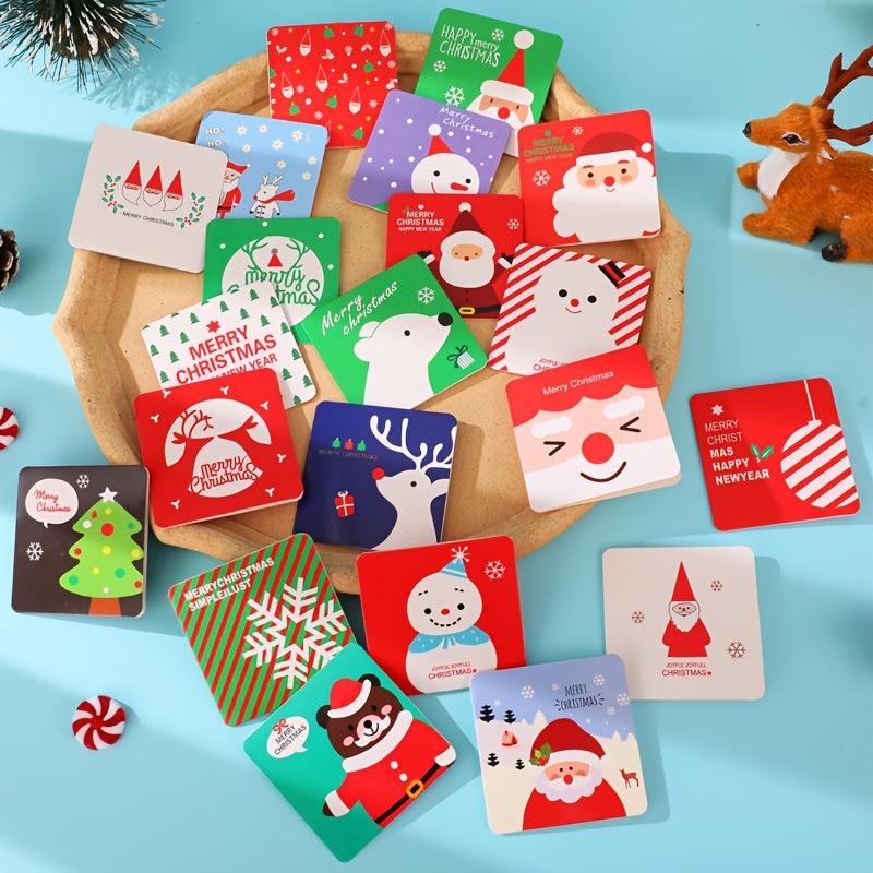 24sheets Cartoon Christmas Greeting Cards Mini Fold Small Cards Gift Envelopes