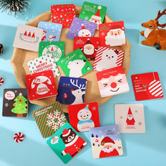 24sheets Cartoon Christmas Greeting Cards Mini Fold Small Cards Gift Envelopes