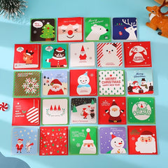 24sheets Cartoon Christmas Greeting Cards Mini Fold Small Cards Gift Envelopes