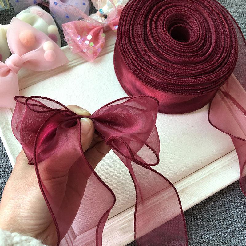 10m Solid Organza Ribbon Wavy Edge Ribbon For Bouquet Packaging