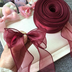 10m Solid Organza Ribbon Wavy Edge Ribbon For Bouquet Packaging