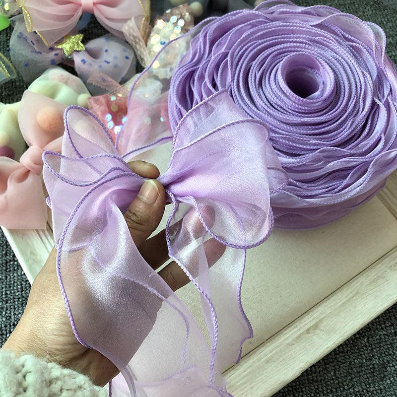 10m Solid Organza Ribbon Wavy Edge Ribbon For Bouquet Packaging