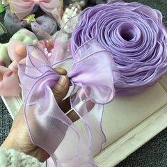 10m Solid Organza Ribbon Wavy Edge Ribbon For Bouquet Packaging