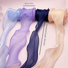 10m Solid Organza Ribbon Wavy Edge Ribbon For Bouquet Packaging