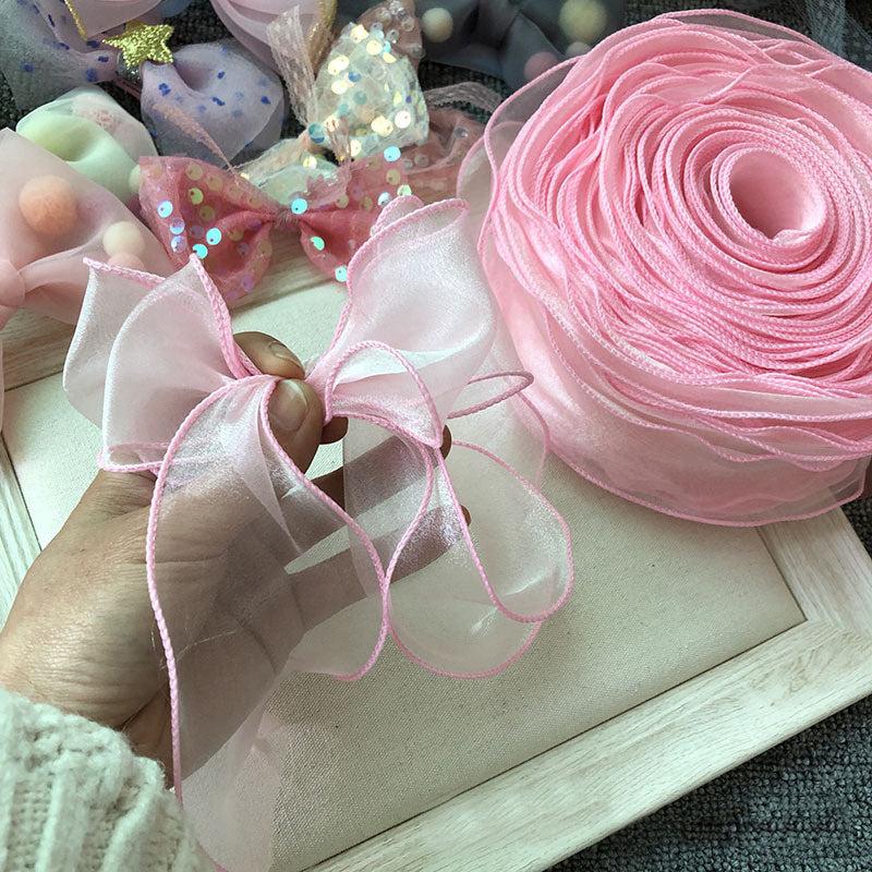 10m Solid Organza Ribbon Wavy Edge Ribbon For Bouquet Packaging