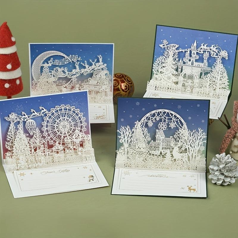 3D Christmas Greeting Card - Paper Carved Design