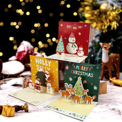 6pcs 3D Decor Pop Up Merry Christmas Cards Set Christmas Gift