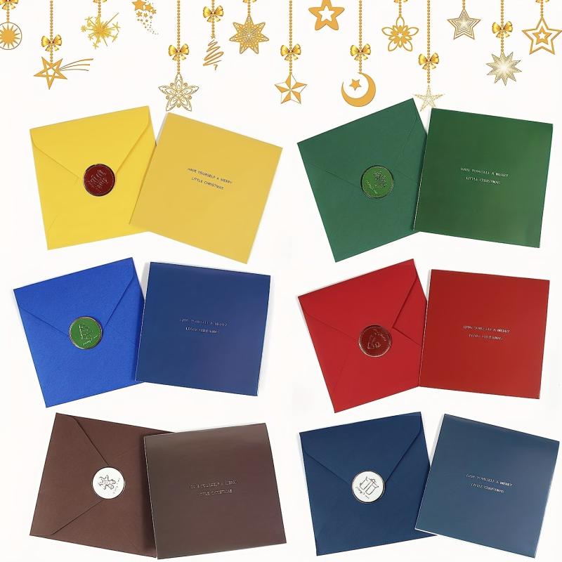 6pcs 3D Decor Pop Up Merry Christmas Cards Set Christmas Gift