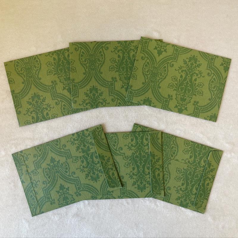Vintage Green Envelope 120g Printed with Vintage Pattern and Embossing