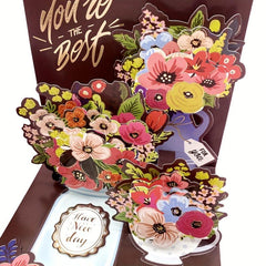 1pc Retro Pop up Greeting Card 3D Flowerpot Pop up Greeting