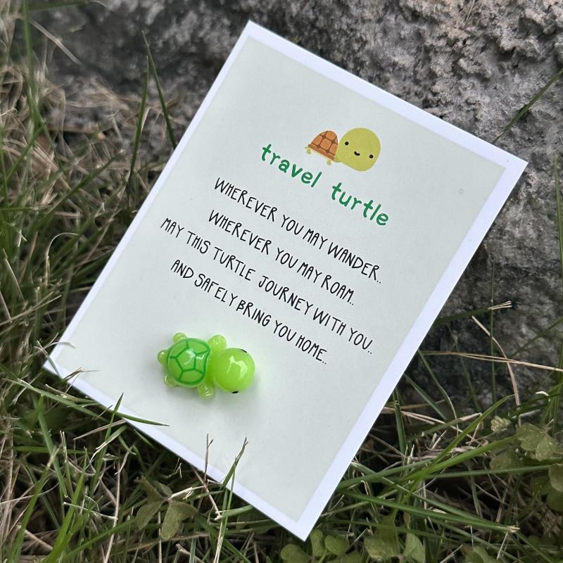 Mini Travel Turtle Card Adorable Safe Travels Good Luck Charm