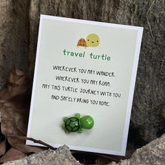 Mini Travel Turtle Card Adorable Safe Travels Good Luck Charm
