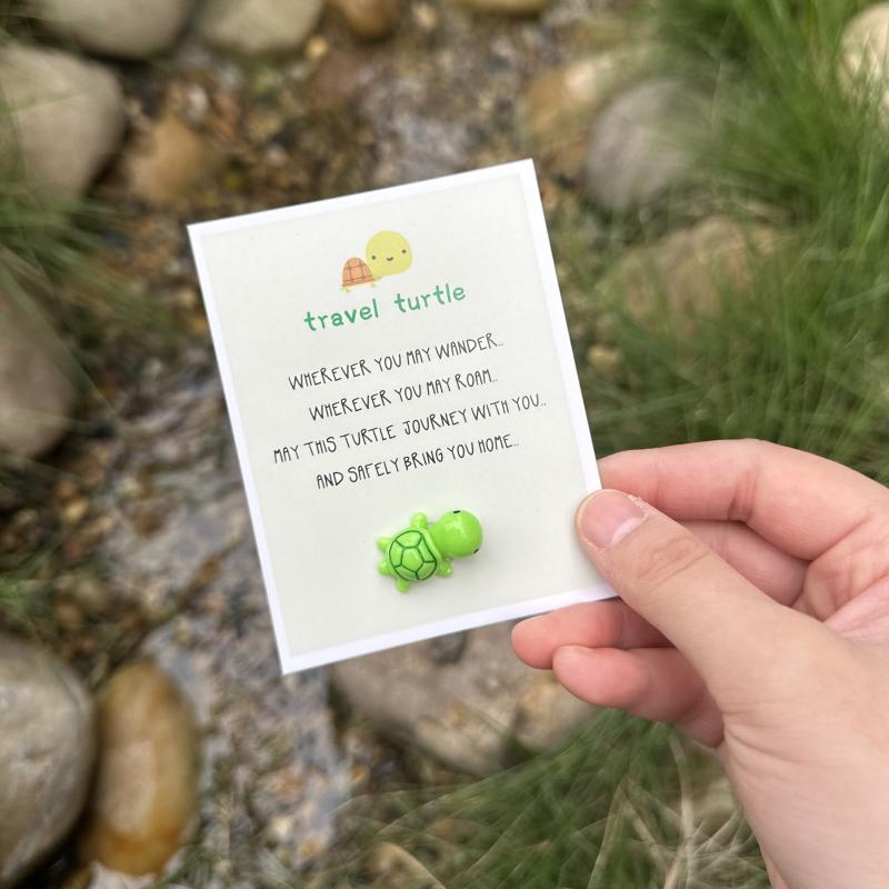 Mini Travel Turtle Card Adorable Safe Travels Good Luck Charm