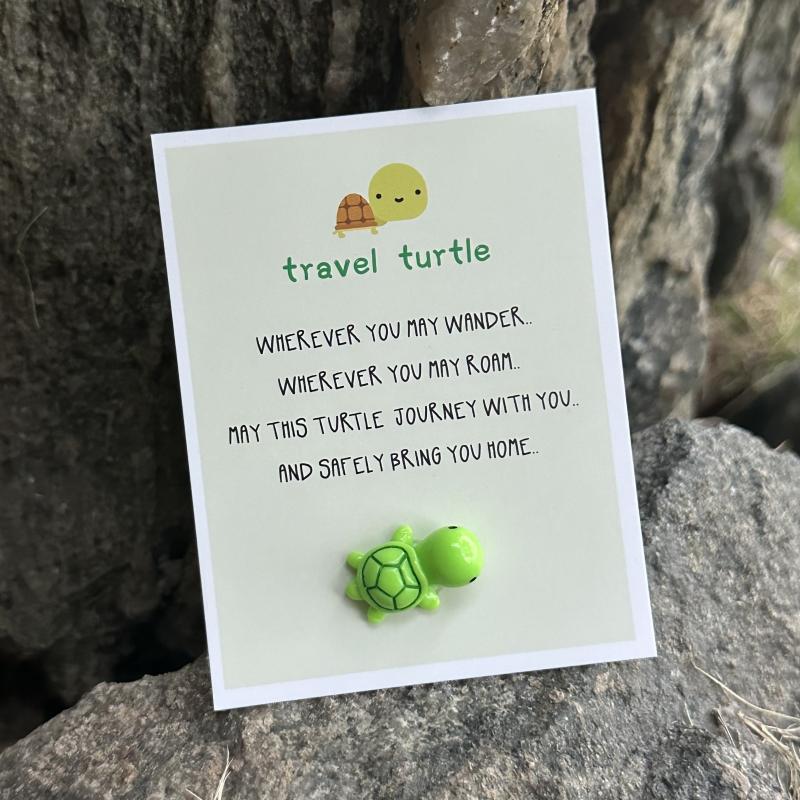 Mini Travel Turtle Card Adorable Safe Travels Good Luck Charm
