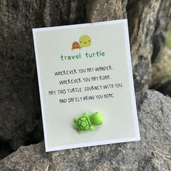 Mini Travel Turtle Card Adorable Safe Travels Good Luck Charm