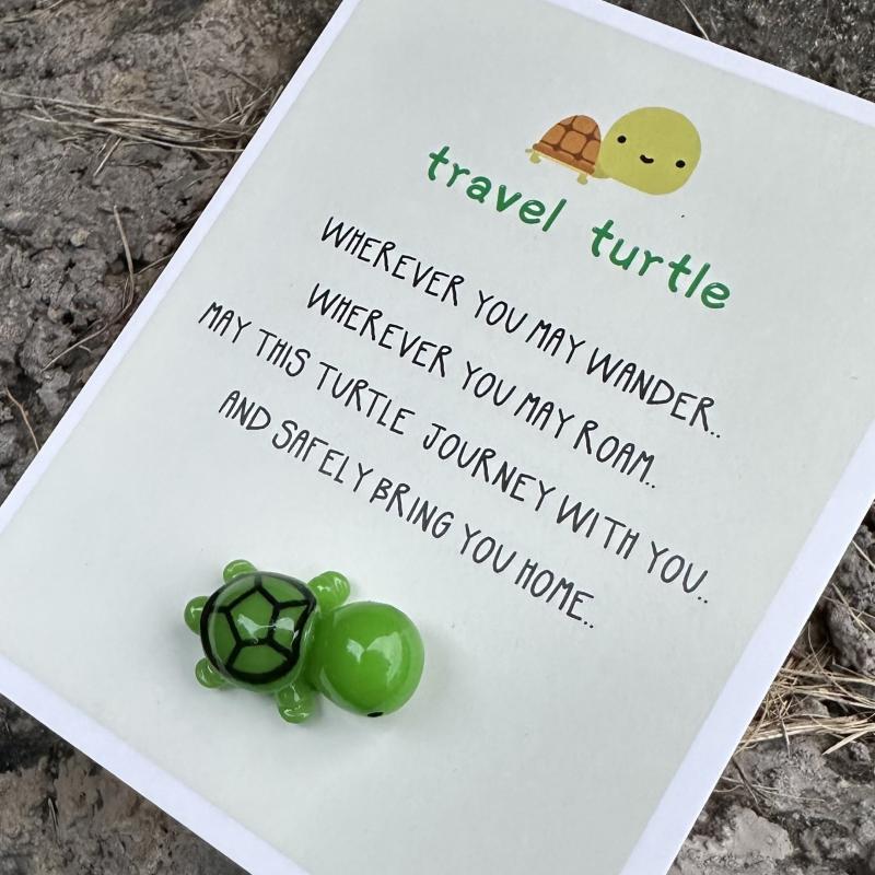 Mini Travel Turtle Card Adorable Safe Travels Good Luck Charm
