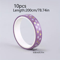 10pcs Hot Stamping Cartoon Tape Set - Washi Tape for Scrapbooking Decor