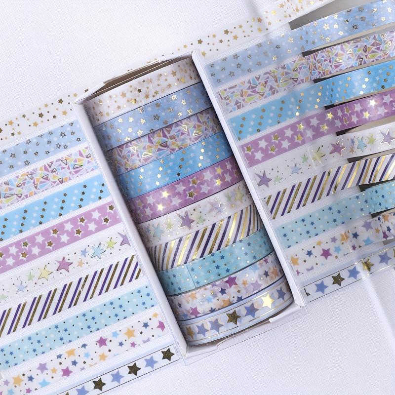 10pcs Hot Stamping Cartoon Tape Set - Washi Tape for Scrapbooking Decor