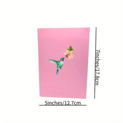 Humingbird & Flower 3D Pop Up Card for Mother's Anniversary Birthday