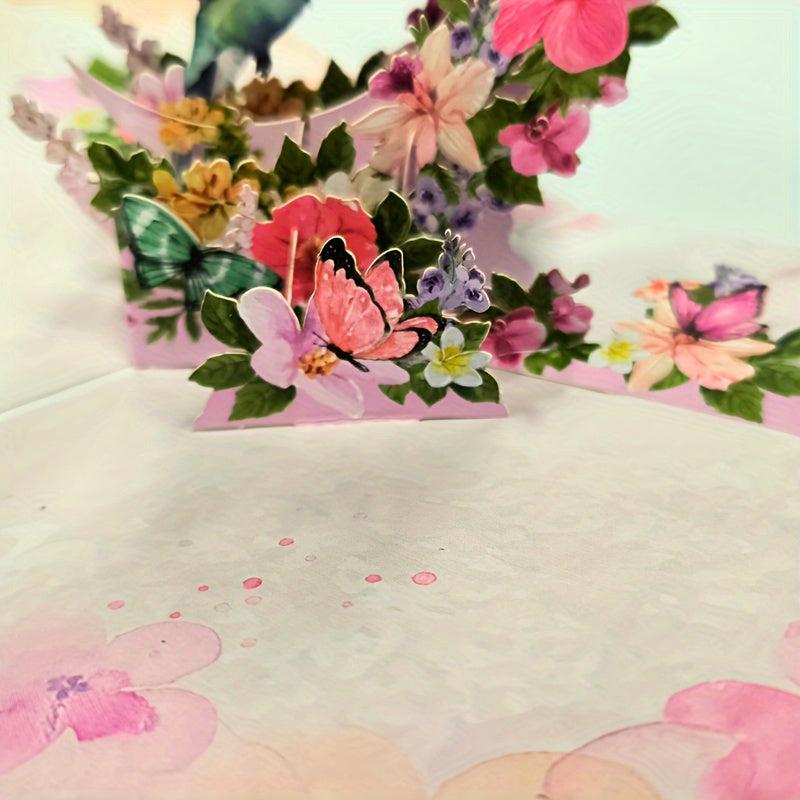 Humingbird & Flower 3D Pop Up Card for Mother's Anniversary Birthday
