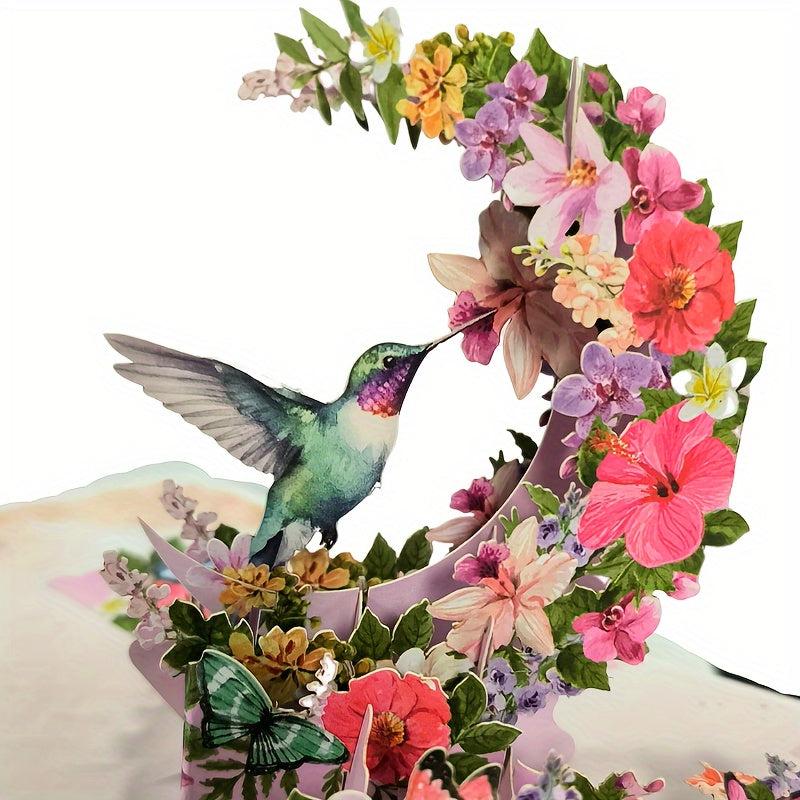 Humingbird & Flower 3D Pop Up Card for Mother's Anniversary Birthday