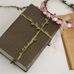 16ft DIY Burlap Leaf Ribbon Natural Jute Twine Green Leaves for Crafts