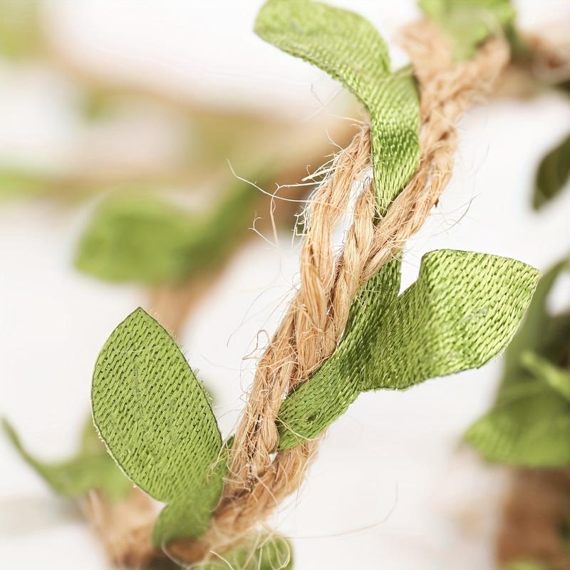 16ft DIY Burlap Leaf Ribbon Natural Jute Twine Green Leaves for Crafts